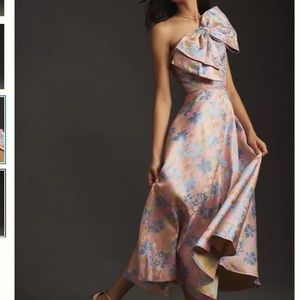 Mac Duggal One-Shoulder Bow Maxi Dress